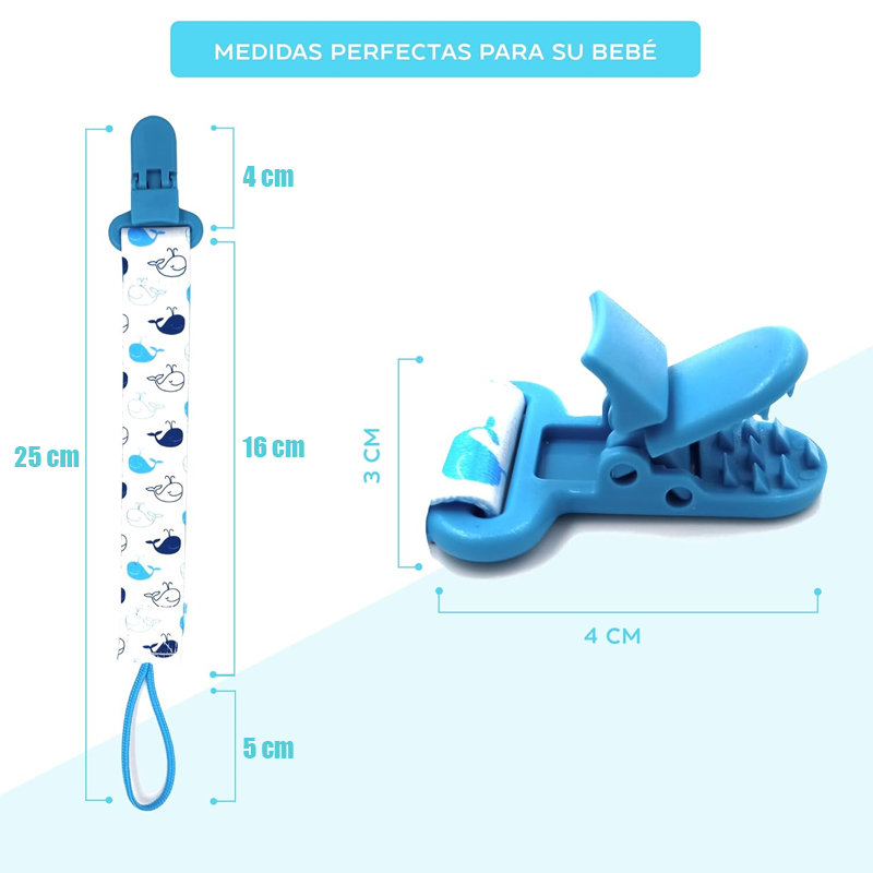PORTA CHUPETE DE TELA PARA BEBE AFIRMA TETE DE CINTA CLIPS - 3
