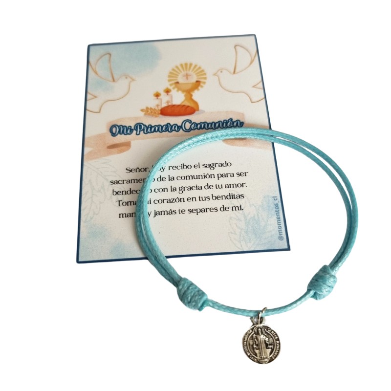 RECUERDOS ENCINTADOS PRIMERA COMUNION 12 PULSERAS + TARJETAS - 1