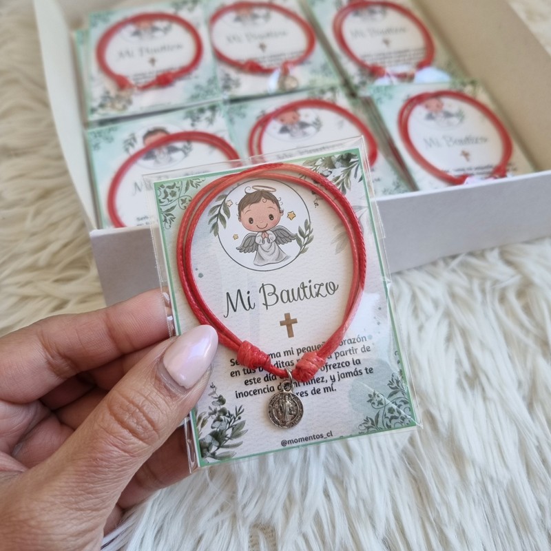RECUERDOS ENCINTADOS BAUTIZO 12 PULSERAS BAUTISMO + TARJETAS - 2