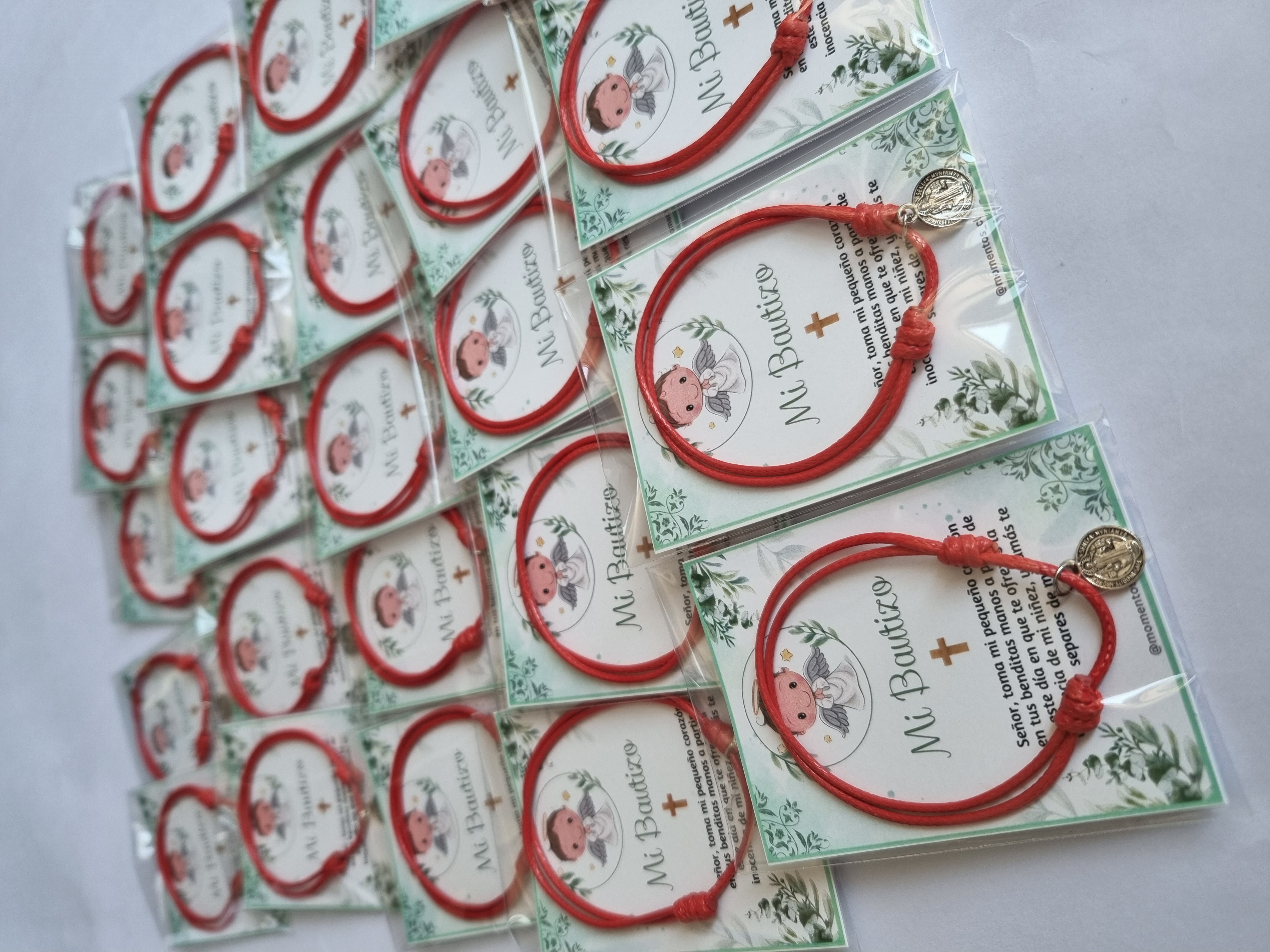 RECUERDOS ENCINTADOS BAUTIZO 12 PULSERAS BAUTISMO + TARJETAS - 3