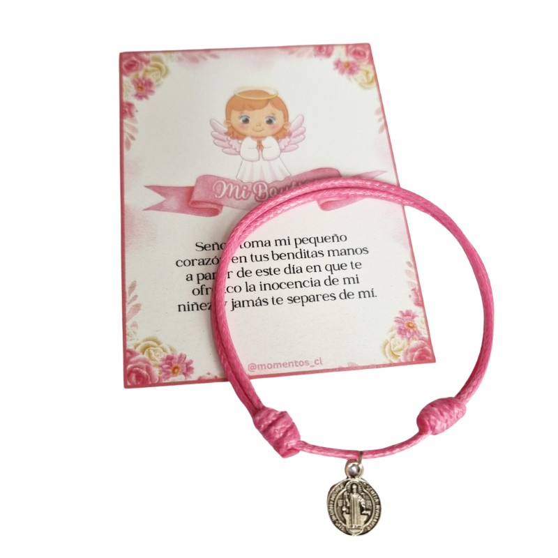 RECUERDOS ENCINTADOS BAUTIZO 12 PULSERAS BAUTISMO + TARJETAS - 1