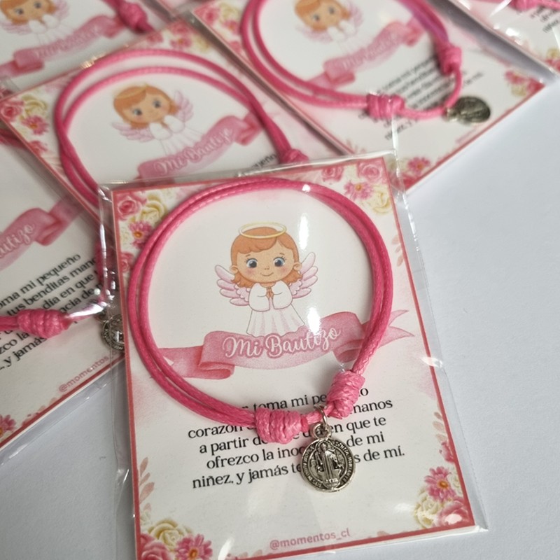 RECUERDOS ENCINTADOS BAUTIZO 12 PULSERAS BAUTISMO + TARJETAS - 2