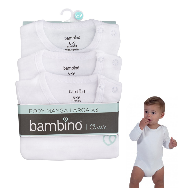 TRIPACK BODY MANGA LARGA UNISEX BAMBINO ROPA BEBE TALLA 6 A 9 MESES - 1