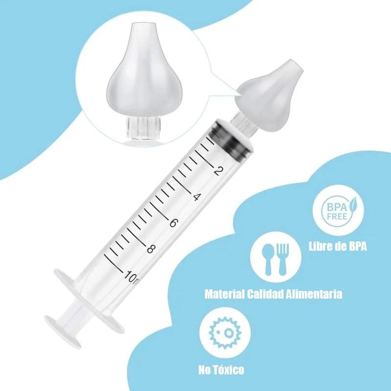 JERINGA PACK 2 ASPIRADOR NASAL PARA LAVADO MOCOS NARIZ BEBE - 5