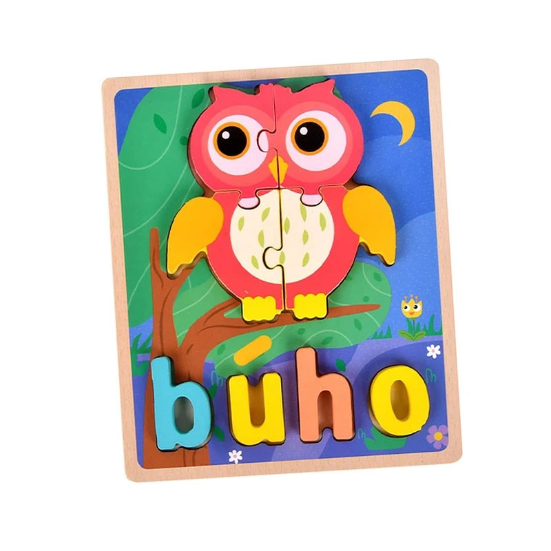 PUZZLE ENCAJE MADERA LETRA DIBUJO ROMPECABEZA DIDACTICO NIÑO - 1