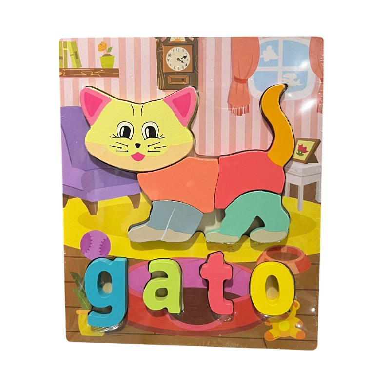 PUZZLE ENCAJE MADERA LETRA DIBUJO ROMPECABEZA DIDACTICO NIÑO - 2