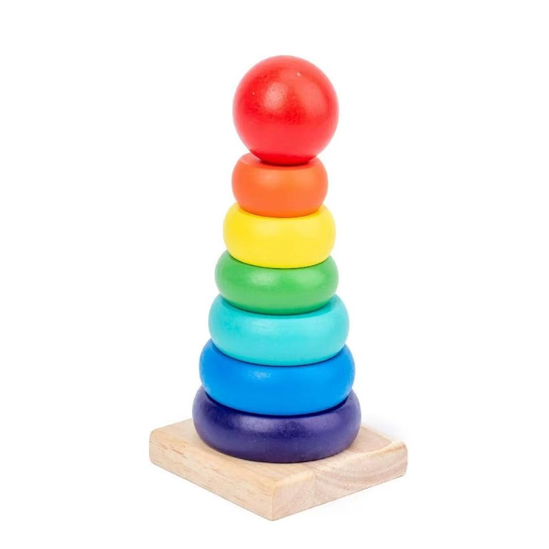 TORRE DE MADERA ENCAJE JUGUETE DIDACTICO APILABLE ARCOIRIS - 1