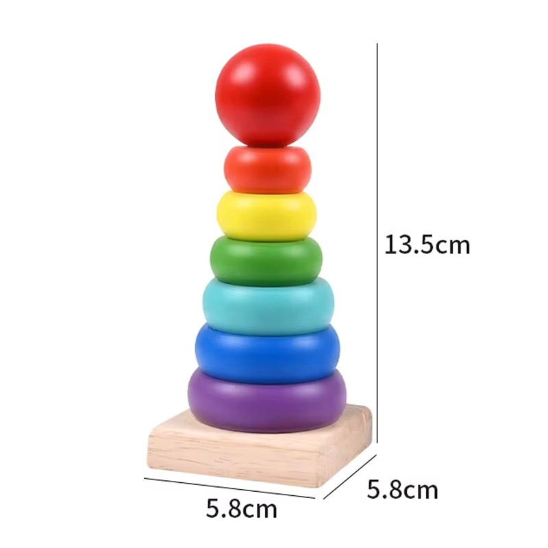 TORRE DE MADERA ENCAJE JUGUETE DIDACTICO APILABLE ARCOIRIS - 3