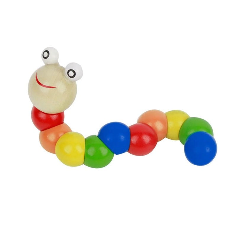CUNCUNA FLEXIBLE JUGUETE MADERA GUSANO DIDACTICO SENSORIAL - 1