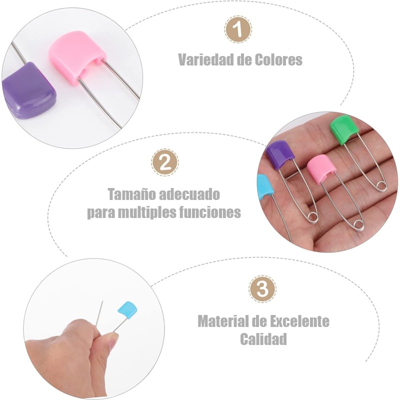 PIN IMPERDIBLE ALFILER DE GANCHO PARA ROPA BEBE PAÑAL - 3