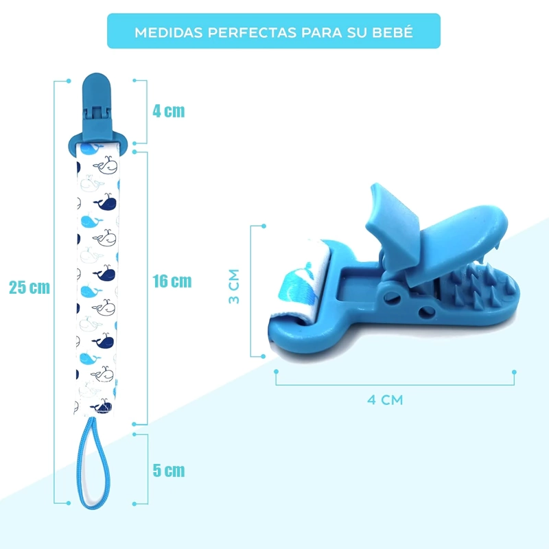 PORTA CHUPETE DE CINTA CLIPS DE TELA PARA BEBE AFIRMA TETE - 2