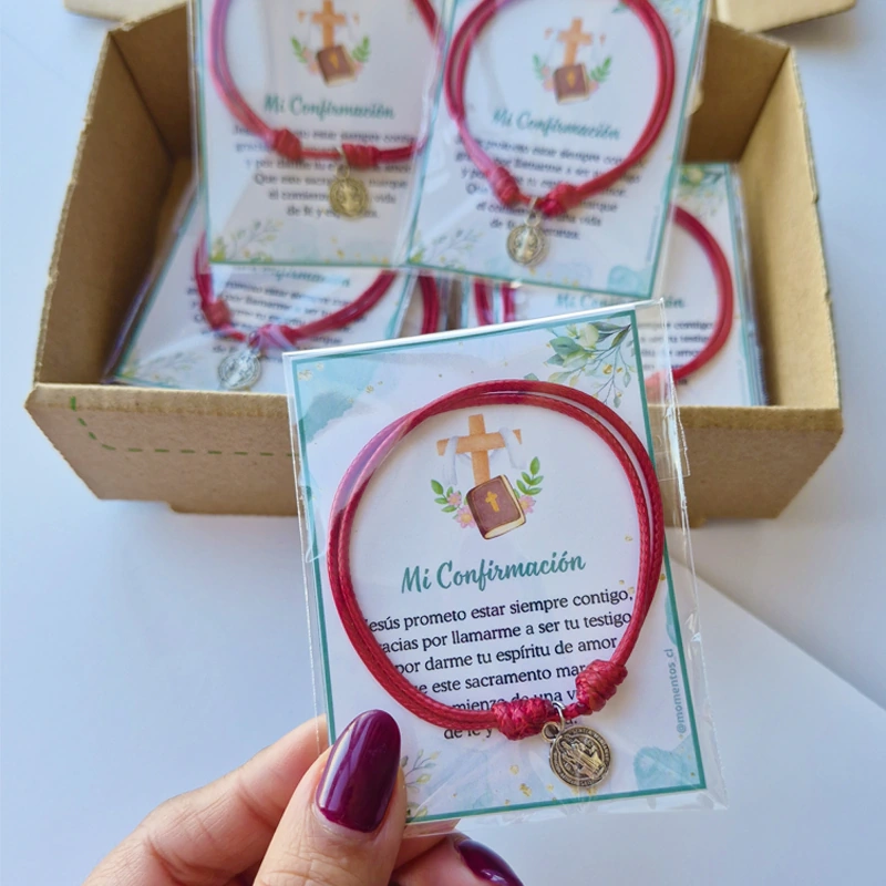 RECUERDOS ENCINTADOS CONFIRMACION 12 PULSERAS + TARJETAS - 2