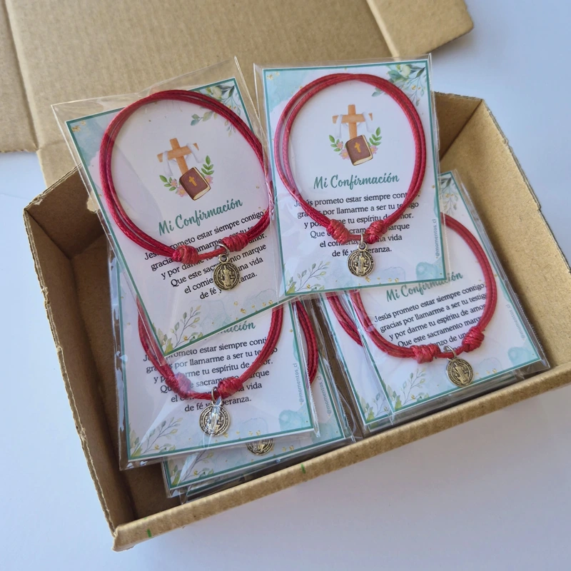 RECUERDOS ENCINTADOS CONFIRMACION 12 PULSERAS + TARJETAS - 3
