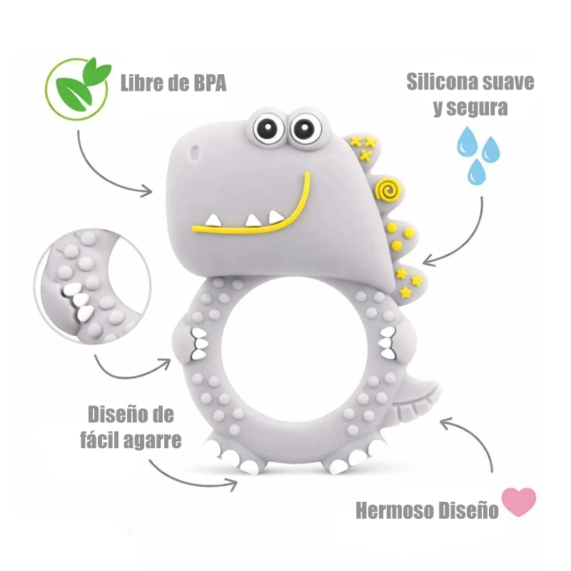 MORDEDOR DE SILICONA CON CASCABEL RASCA ENCIAS SONAJERO BEBE - 4