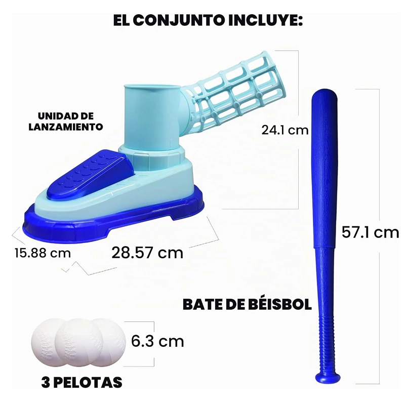 JUEGO LANZADOR BEISBOL INFANTIL MAQUINA BATEO PELOTA + BATE - 2