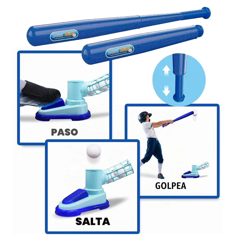 JUEGO LANZADOR BEISBOL INFANTIL MAQUINA BATEO PELOTA + BATE - 3