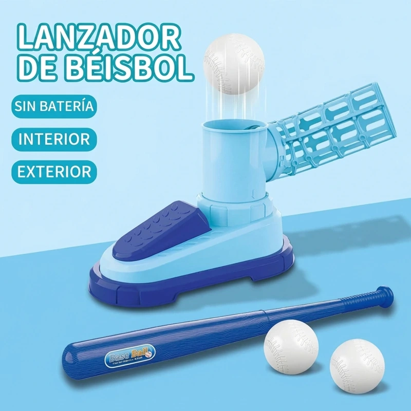 JUEGO LANZADOR BEISBOL INFANTIL MAQUINA BATEO PELOTA + BATE - 5
