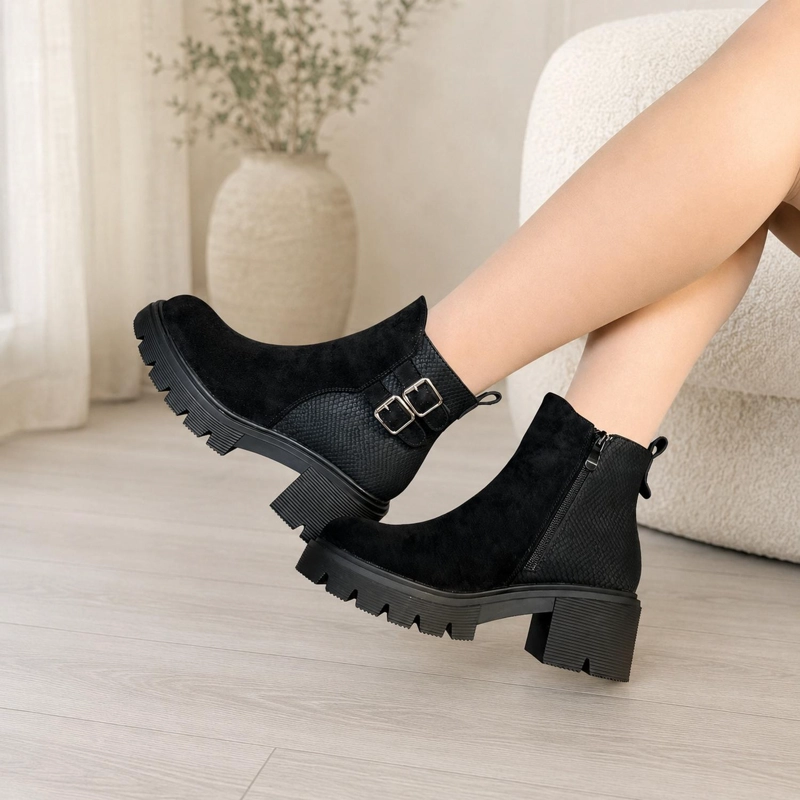 BOTA NEGRO MUJER GAMUZA Y PU ATENAS 25-31 - 5