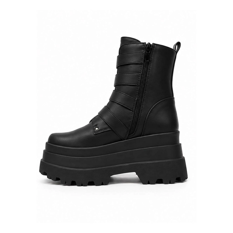 BOTA NEGRO MUJER GOTICA PUNK ROCK PU 2621 - 2