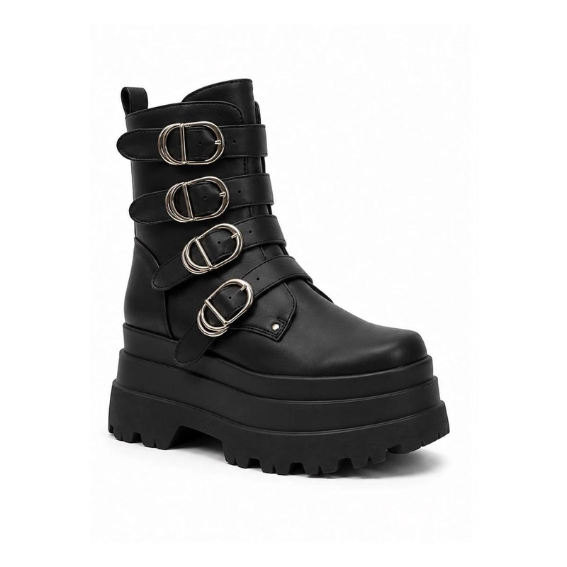 BOTA NEGRO MUJER GOTICA PUNK ROCK PU 2621 - 5