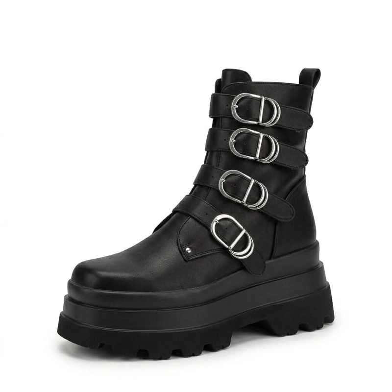 BOTA NEGRO MUJER GOTICA PUNK ROCK PU 2621 - 6