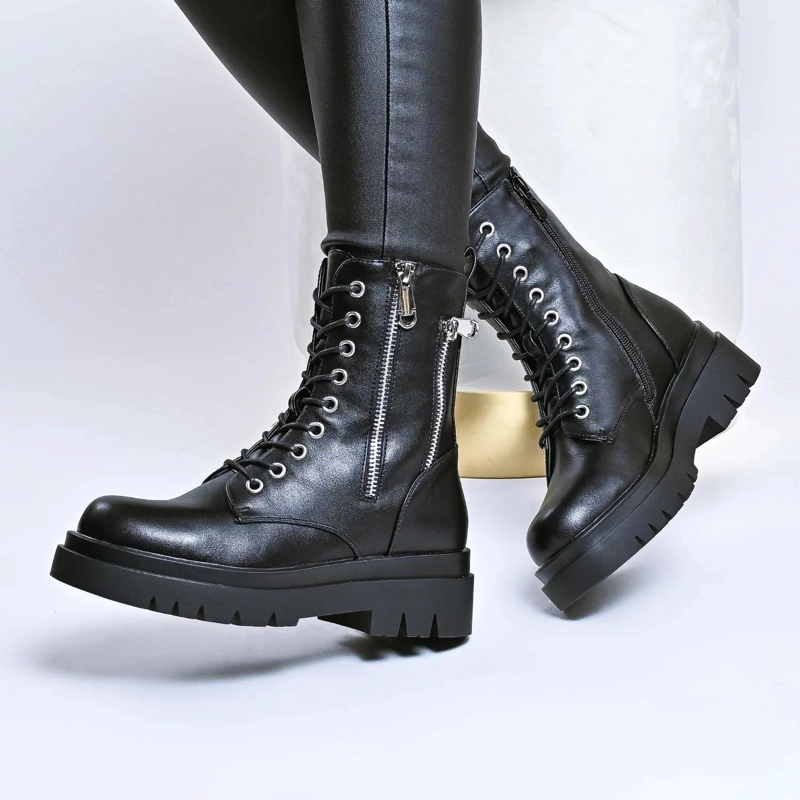 BOTA NEGRO MUJER PU COMBAT 22-20 - 5