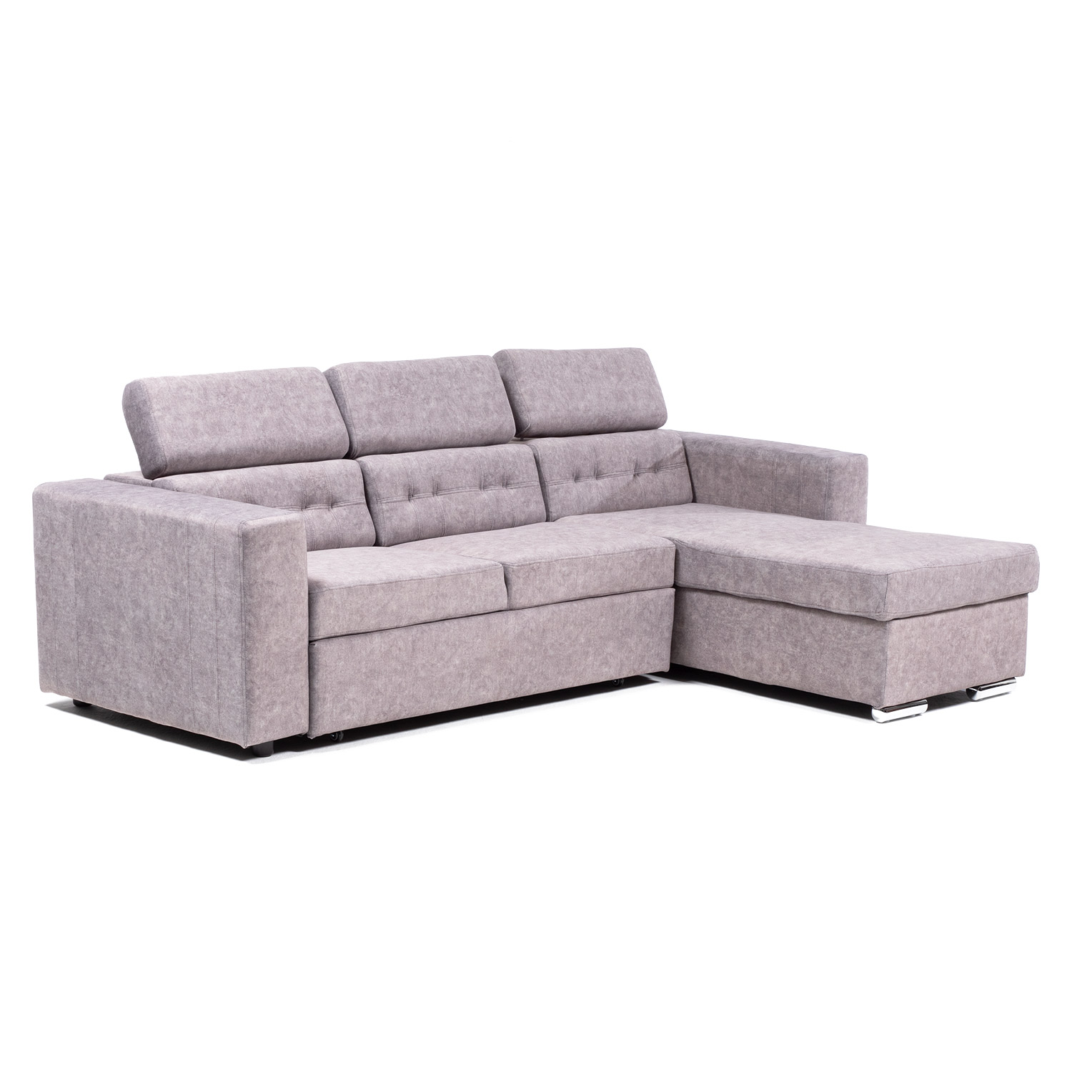 SOFA CAMA DANTE VELVET BEIGE: BIDIRECCIONAL, CABECERA ADAPTABLE Y CAJON INVISIBLE - 4
