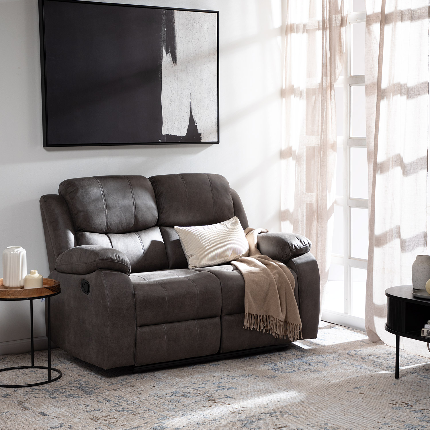 SOFÁ VYS SPA 2 CUERPOS ACERO GRIS RECLINABLE ISABEL GREY - 1