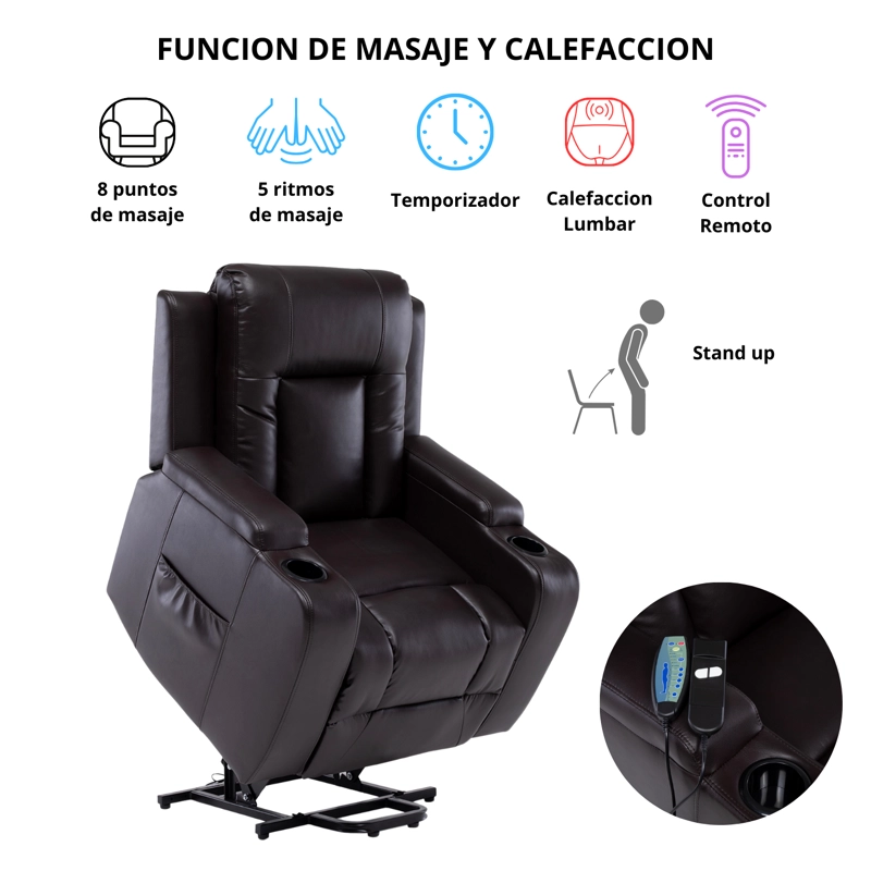 BERGER STAND UP BROWN CON VIBROMASAJE 8 PUNTOS + CONTROL REMOTO + CALEFACCION - 7