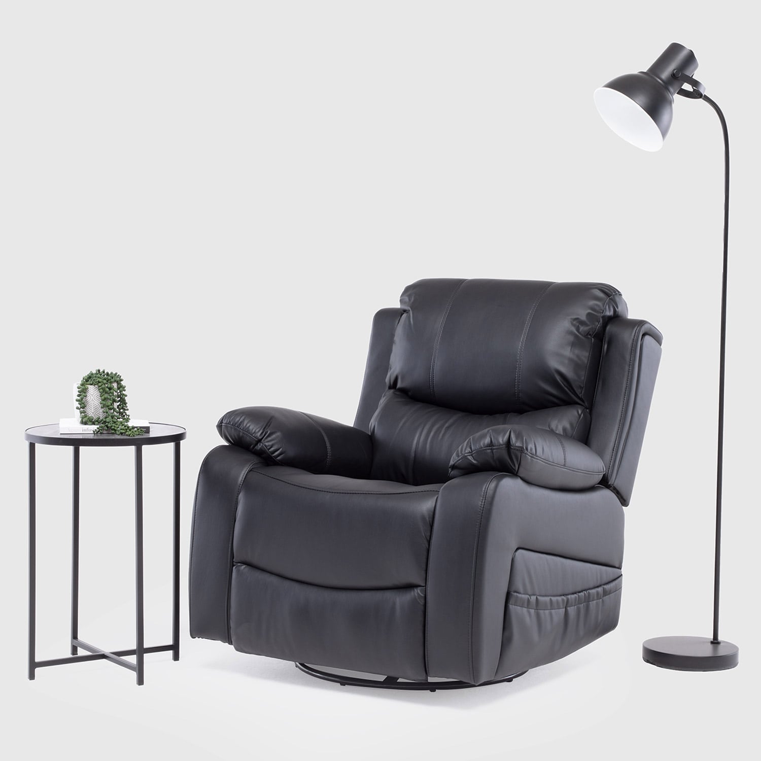 BERGER RECLINABLE PRO BLACK CON VIBROMASAJE 8 PUNTOS + CONTROL REMOTO + CALEFACCION + MECEDOR - 1
