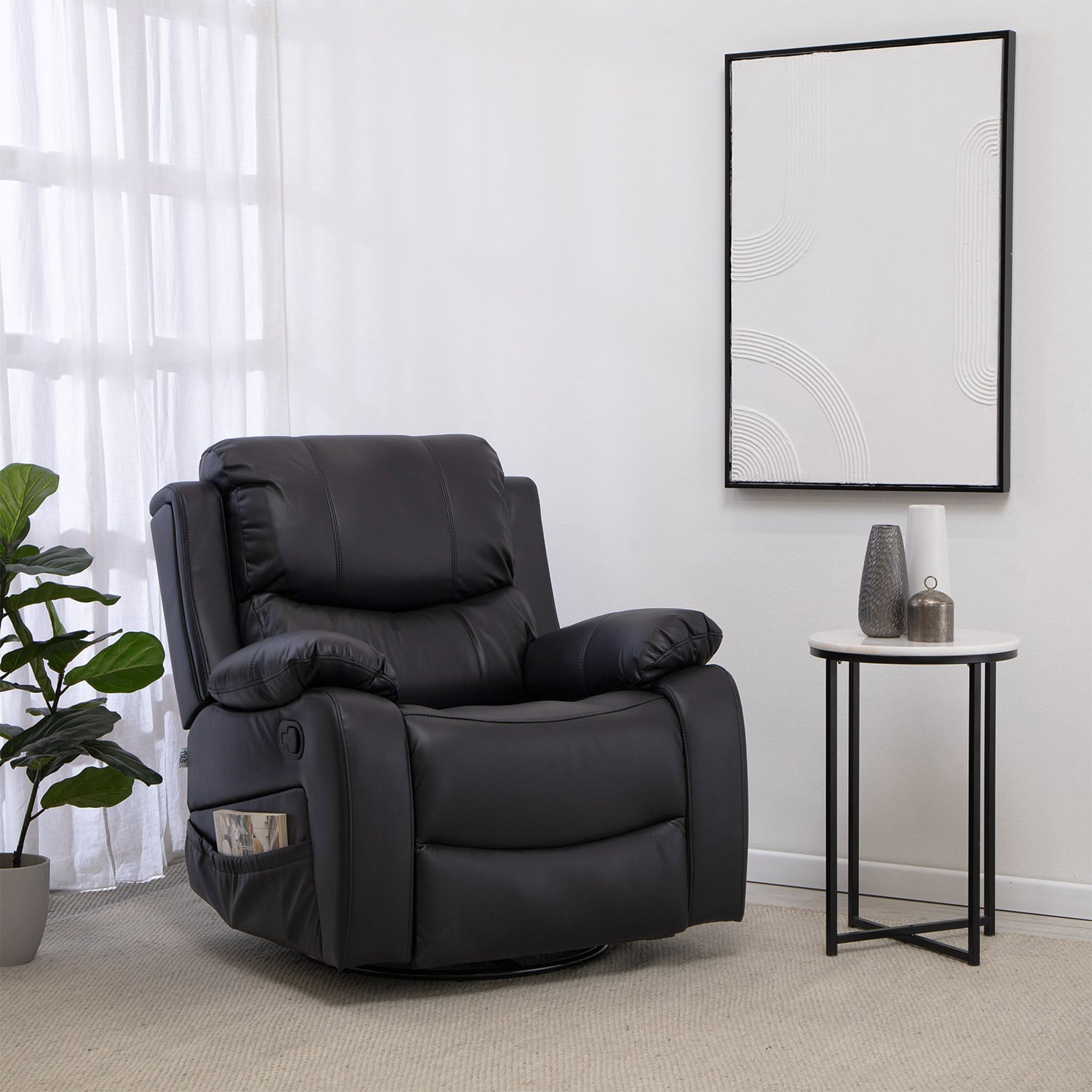 BERGER RECLINABLE PRO BLACK CON VIBROMASAJE 8 PUNTOS + CONTROL REMOTO + CALEFACCION + MECEDOR - 2