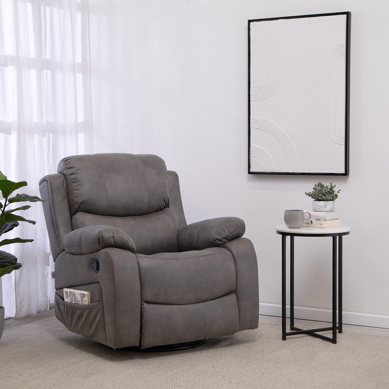BERGER RECLINABLE PRO GREY CON VIBROMASAJE 8 PUNTOS + CONTROL REMOTO + CALEFACCION + MECEDOR - 2