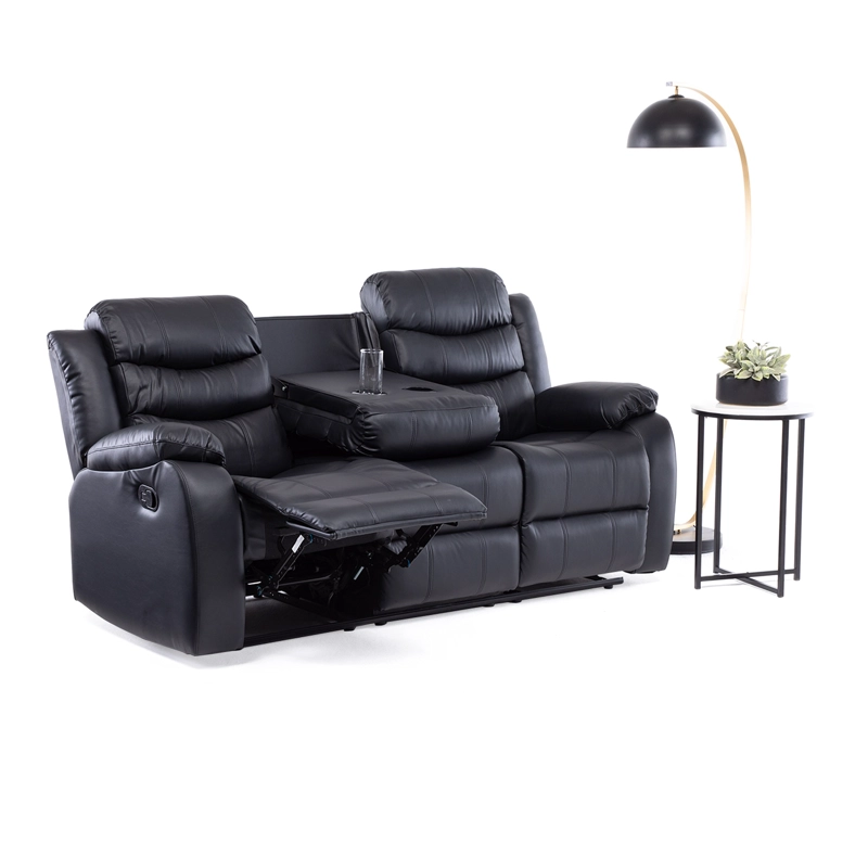 SOFA RECLINABLE SANTI BLACK CON POSAVASOS - 1