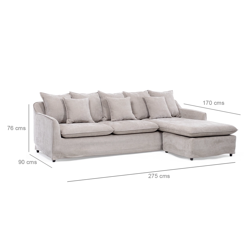 SECCIONAL SIENA BEIGE CON CHAISE REVERSIBLE + FUNDA LAVABLE - 3