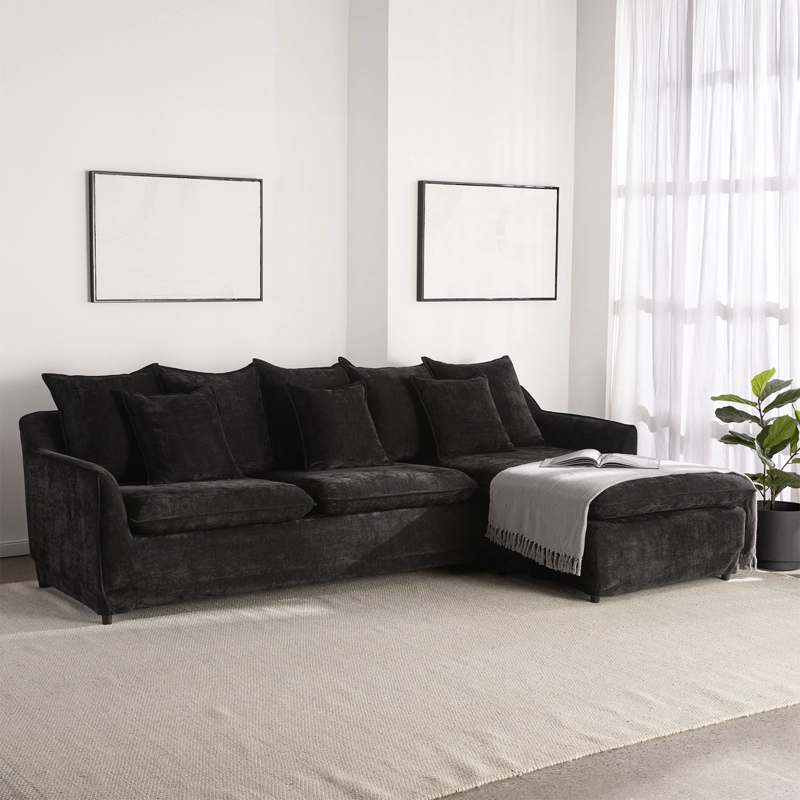 SECCIONAL SIENA BLACK CON CHAISE REVERSIBLE Y FUNDA LAVABLE - 1