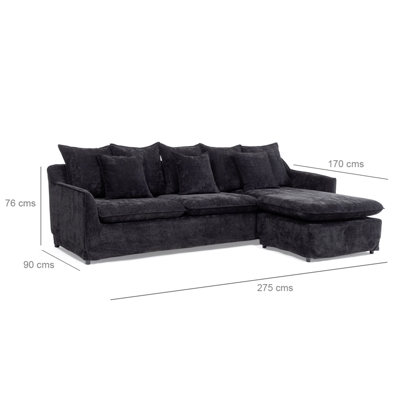 SECCIONAL SIENA BLACK CON CHAISE REVERSIBLE Y FUNDA LAVABLE - 2
