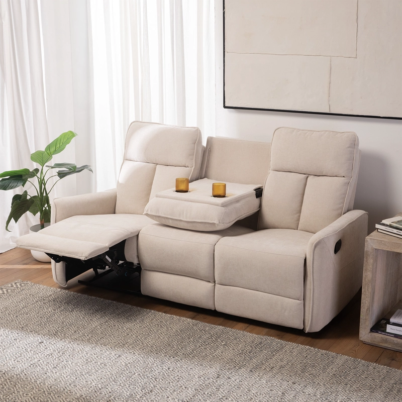 SILLON RECLINABLE CREAM MONACO CON POSAVASOS - 1