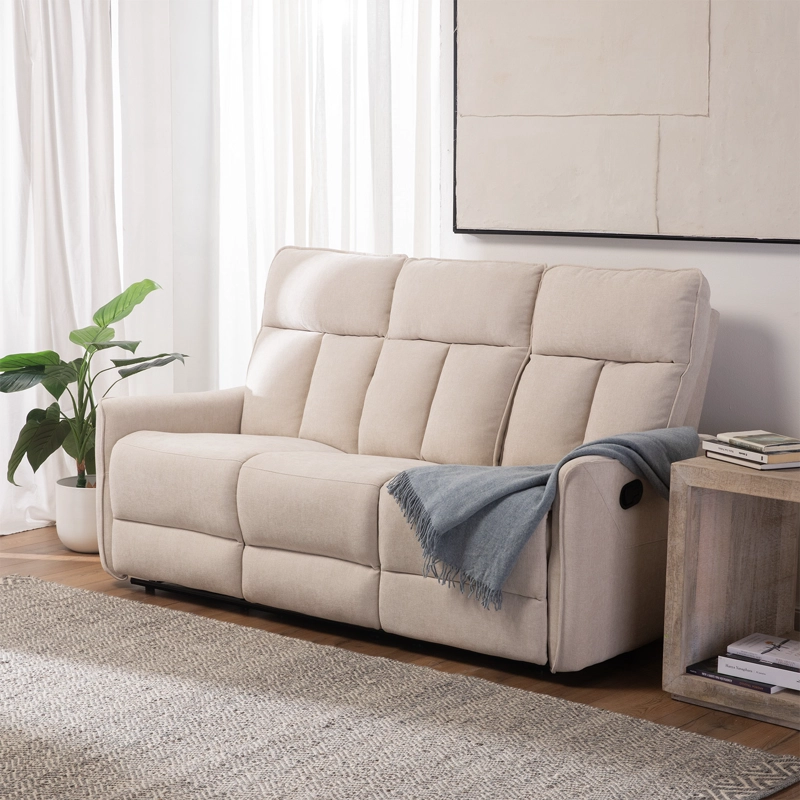 SILLON RECLINABLE CREAM MONACO CON POSAVASOS - 3