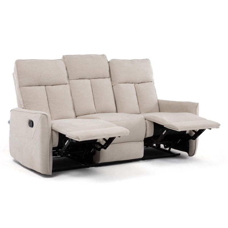 SILLON RECLINABLE CREAM MONACO CON POSAVASOS - 4