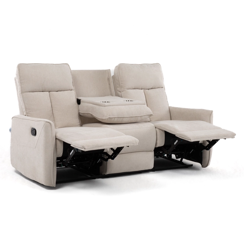 SILLON RECLINABLE CREAM MONACO CON POSAVASOS - 5