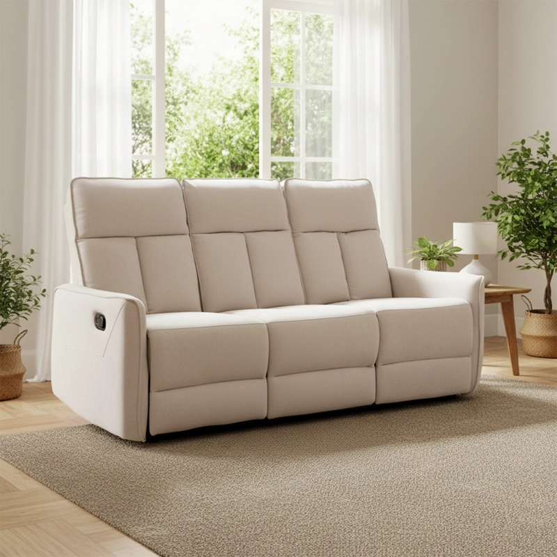 SILLON RECLINABLE CREAM MONACO CON POSAVASOS - 6
