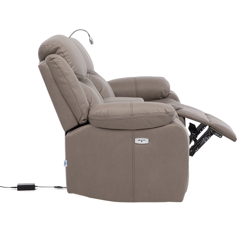SOFA RECLINABLE ELECTRICO 2 CUERPOS BILBAO BEIGE + USB + LAMPARA - 3