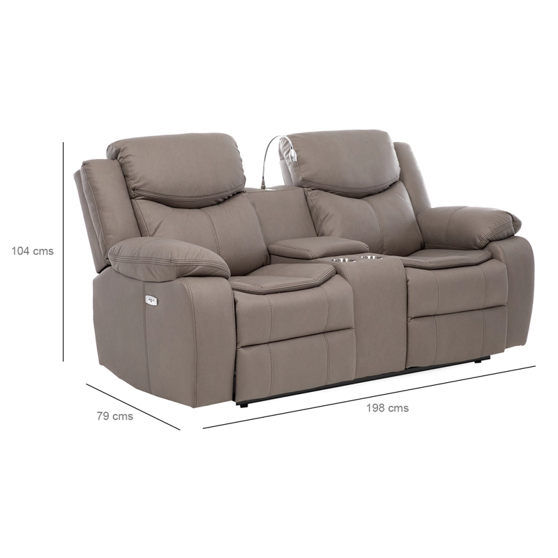 SOFA RECLINABLE ELECTRICO 2 CUERPOS BILBAO BEIGE + USB + LAMPARA - 4