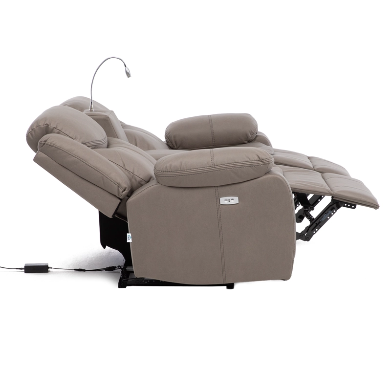 SOFA RECLINABLE ELECTRICO 2 CUERPOS BILBAO BEIGE + USB + LAMPARA - 5