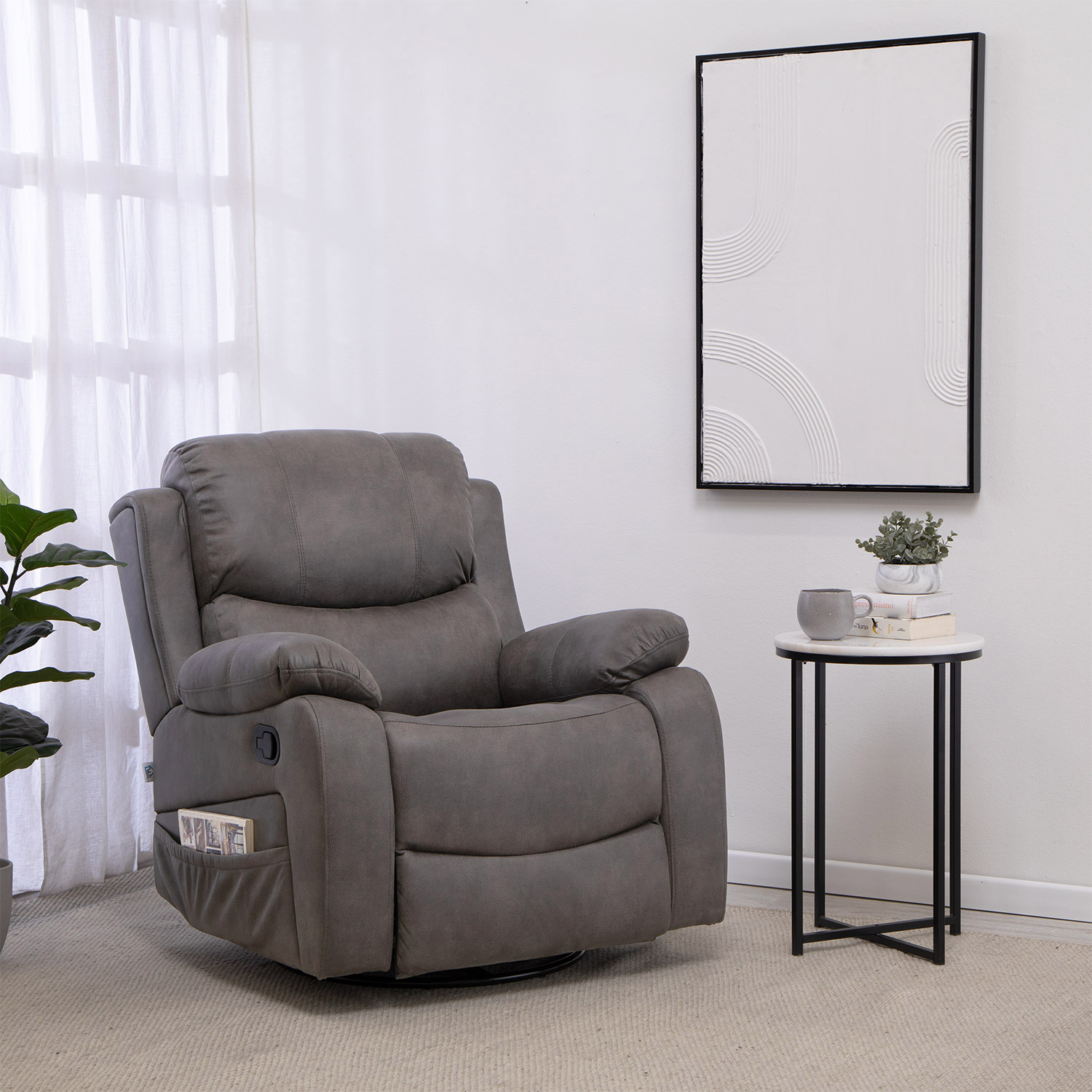 BERGER RECLINABLE PRO GREY CON VIBROMASAJE 8 PUNTOS + CONTROL REMOTO + CALEFACCION + MECEDOR - 2