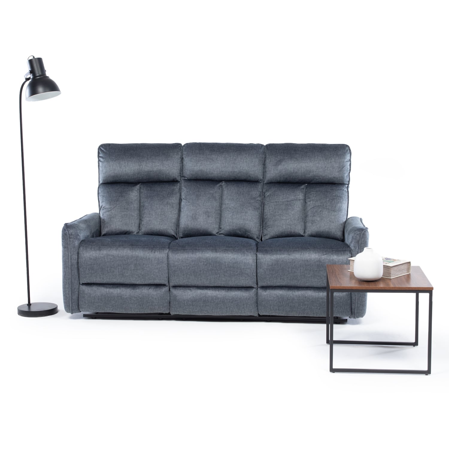 SILLON RECLINABLE VELVET GREY MONACO CON POSAVASOS - 6