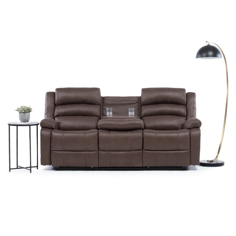 SOFA RECLINABLE SANTI BROWN 3 CUERPOS CON POSAVASOS - 1
