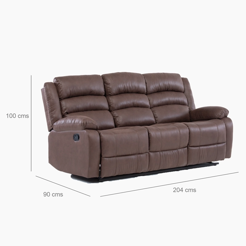 SOFA RECLINABLE SANTI BROWN 3 CUERPOS CON POSAVASOS - 2