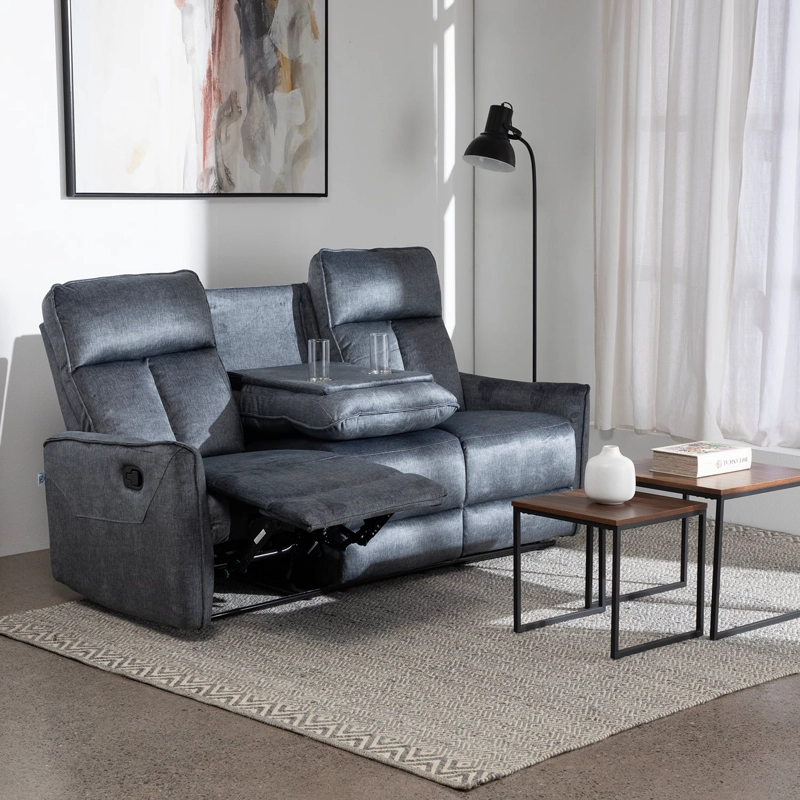 SILLON RECLINABLE VELVET GREY MONACO CON POSAVASOS - 1