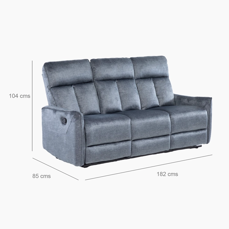 SILLON RECLINABLE VELVET GREY MONACO CON POSAVASOS - 2